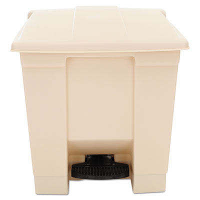 Indoor Utility Step-On Waste Container, 8 gal, Plastic, Beig