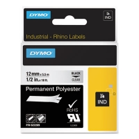 Rhino Permanent Vinyl Industrial Label Tape, 0.5" X 18 Ft, C