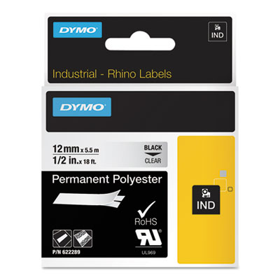 Rhino Permanent Vinyl Industrial Label Tape, 0.5" X 18 Ft, C