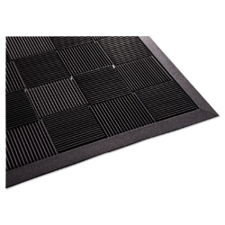 Parquet Scraper Mat, Black Blade Ribbed Rubber Surface, 24"