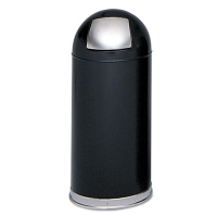 Dome Top Receptacle with Spring-Loaded Door, 15 gal, Steel,