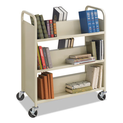 Steel Double-Sided Book Cart, Metal, 6 Shelves, 300 lb Capac