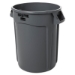 Vented Round Brute Container, 32 gal, Plastic, Gray