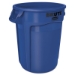Vented Round Brute Container, 32 gal, Plastic, Blue