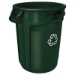 Vented Round Brute Container, 32 gal, Plastic, Dark Green