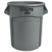 Vented Round Brute Container, 20 gal, Plastic, Gray
