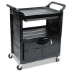 Utility Cart with Locking Doors, Plastic, 3 Shelves, 200 lb