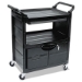 Utility Cart with Locking Doors, Plastic, 3 Shelves, 200 lb