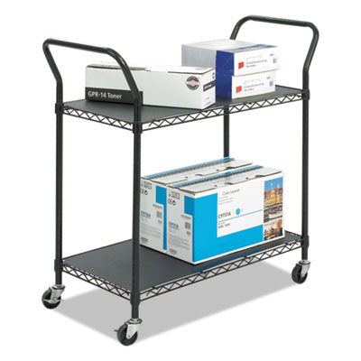 Wire Utility Cart, Metal, 2 Shelves, 400 lb Capacity, 43.75"