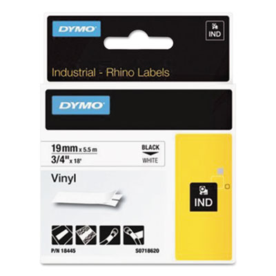Rhino Permanent Vinyl Industrial Label Tape, 0.75" X 18 Ft,
