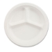 Paper Dinnerware, 3-Compartment Plate, 10.25" Dia, White, 50