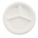 Paper Dinnerware, 3-Compartment Plate, 9.25" Dia, White, 500