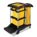 High Capacity Cleaning Cart, Plastic, 4 Shelves, 2 Bins, 21.