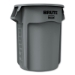 Vented Round Brute Container, 55 gal, Plastic,  Gray