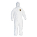 A40 Elastic-Cuff and Ankles Hooded Coveralls, X-Large, White