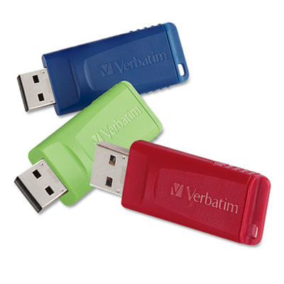 Store n Go Usb Flash Drive, 8 Gb, Assorted Colors, 3/pack