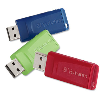 Store n Go Usb Flash Drive, 32 Gb, Assorted Colors, 3/pack