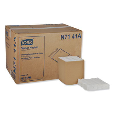 Universal Dinner Napkins, 1-Ply, 17 x 17, 1/4 Fold, White, 4
