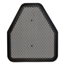 Urinal Mat, Shield-Shaped, Black Non-Slip Perforated Surface