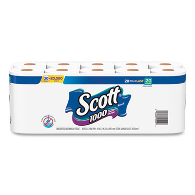 1000 Bathroom Tissue, Septic Safe, 1-Ply, White, 1,000 Sheet
