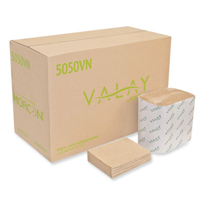 Valay Interfolded Napkins, 1-Ply, 6.3 X 8.85, Kraft, 6,000/c
