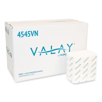 Valay Interfolded Napkins, 1-Ply, White, 6.5 X 8.25, 6,000/c