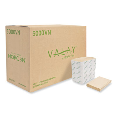 Valay Interfolded Napkins, 2-Ply, 6.5 X 8.25, Kraft, 6,000/c