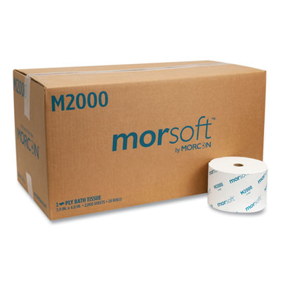 Small Core Bath Tissue, Septic Safe, 1-Ply, White, 2,000 She