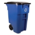 Square Brute Recycling Rollout Container, 50 gal, Plastic, B