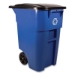 Square Brute Recycling Rollout Container, 50 gal, Plastic, B
