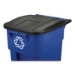 Square Brute Recycling Rollout Container, 50 gal, Plastic, B