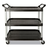 Three-Shelf Service Cart, Plastic, 3 Shelves, 200 lb Capacit