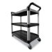 Three-Shelf Service Cart, Plastic, 3 Shelves, 200 lb Capacit