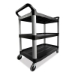 Three-Shelf Service Cart, Plastic, 3 Shelves, 200 lb Capacit