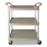 Three-Shelf Service Cart, Plastic, 3 Shelves, 200 lb Capacit