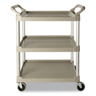 Three-Shelf Service Cart, Plastic, 3 Shelves, 200 lb Capacit