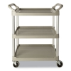 Three-Shelf Service Cart, Plastic, 3 Shelves, 200 lb Capacit
