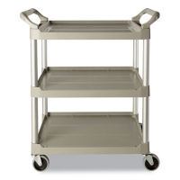 Three-Shelf Service Cart, Plastic, 3 Shelves, 200 lb Capacit