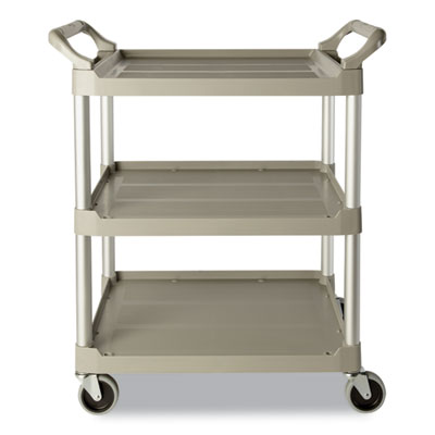 Three-Shelf Service Cart, Plastic, 3 Shelves, 200 lb Capacit