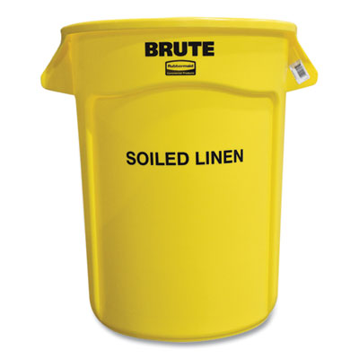 Vented Round Brute Container, "Soiled Linen" Imprint, 32 gal