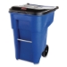 Square Brute Rollout Container, 50 gal, Molded Plastic, Blue