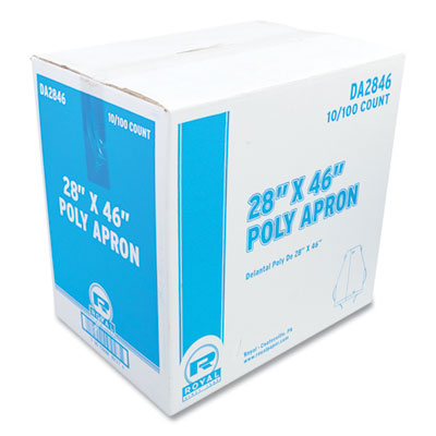 Poly Apron, 28 x 46, One Size Fits Most, White, 100/Pack, 10