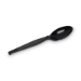 Plastic Cutlery, Heavy Mediumweight Spoon, Black, 1,000/Cart