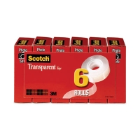 Transparent Tape, 1" Core, 0.75" X 36 Yds, Transparent, 6/pa