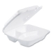 Insulated Foam Hinged Lid Containers, 3 Compartments, 9.01 x