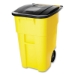 Square Brute Rollout Container, 50 gal, Molded Plastic, Yell