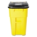 Square Brute Rollout Container, 50 gal, Molded Plastic, Yell