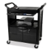 Utility Cart with Locking Doors, Plastic, 3 Shelves, 200 lb