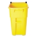 Square Brute Rollout Container, 50 gal, Molded Plastic, Yell
