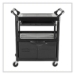 Utility Cart with Locking Doors, Plastic, 3 Shelves, 200 lb